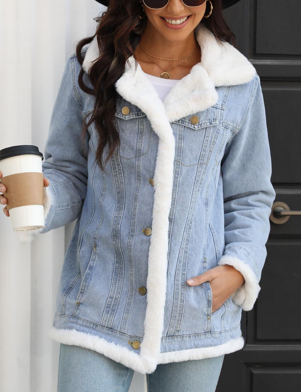imageBellivera Women Twill Parka Jacket Winter Fashion Warm Long Hood Coat with Faux Fur CollarBlue Denim