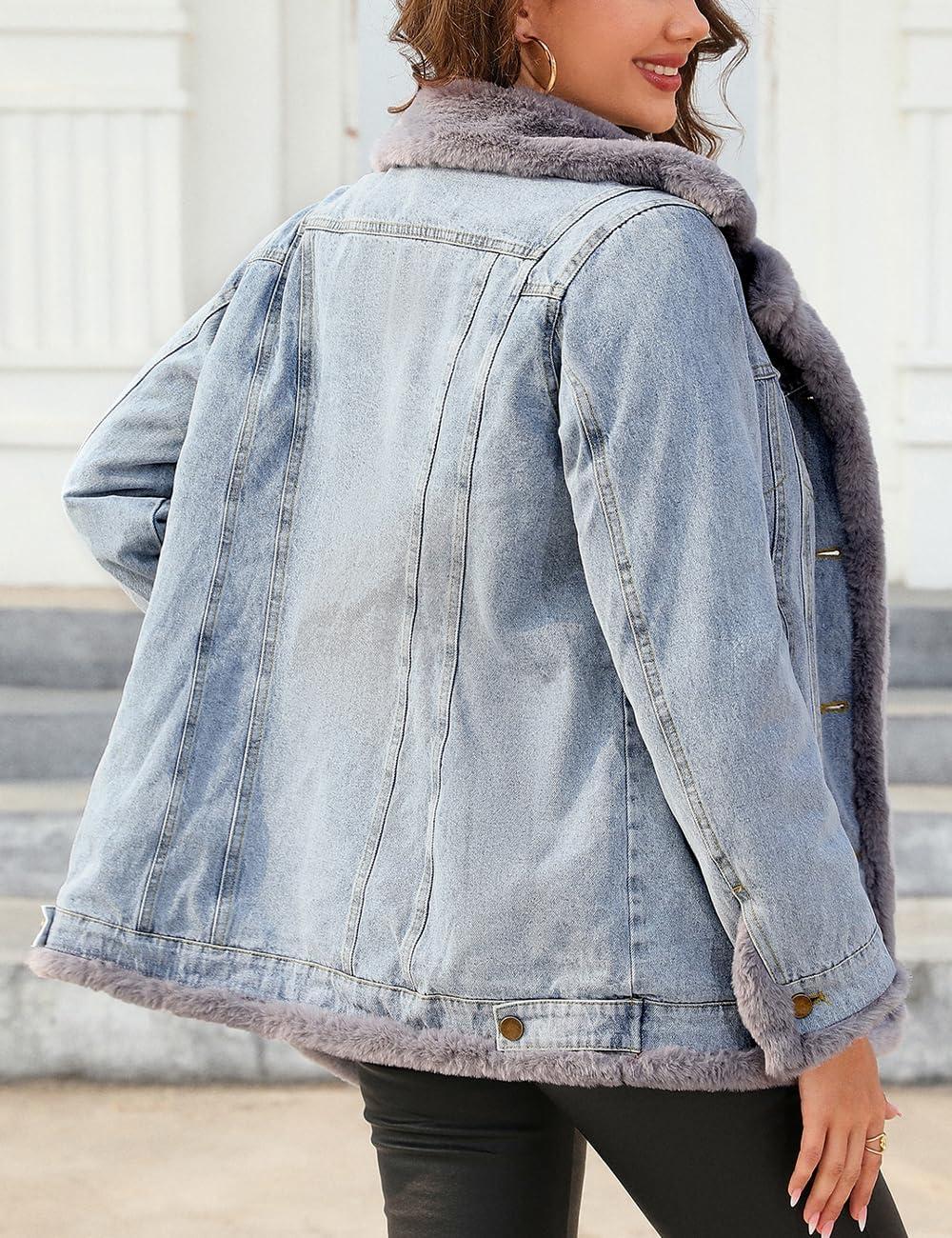 imageBellivera Women Twill Parka Jacket Winter Fashion Warm Long Hood Coat with Faux Fur CollarGray Denim
