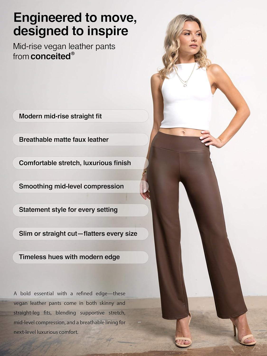 imageConceited Luxe Leggings Velvet or Vegan Leather Plus Size AvailableBrown