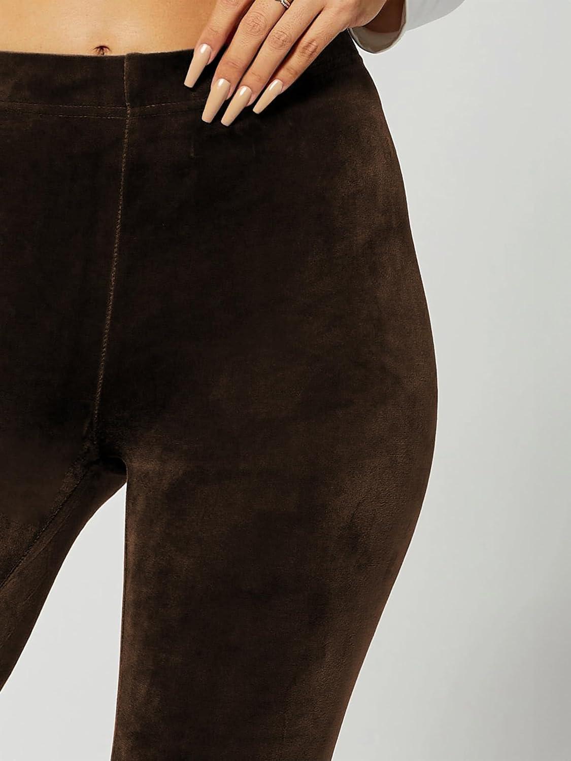 imageConceited Luxe Leggings Velvet or Vegan Leather Plus Size AvailableBrown