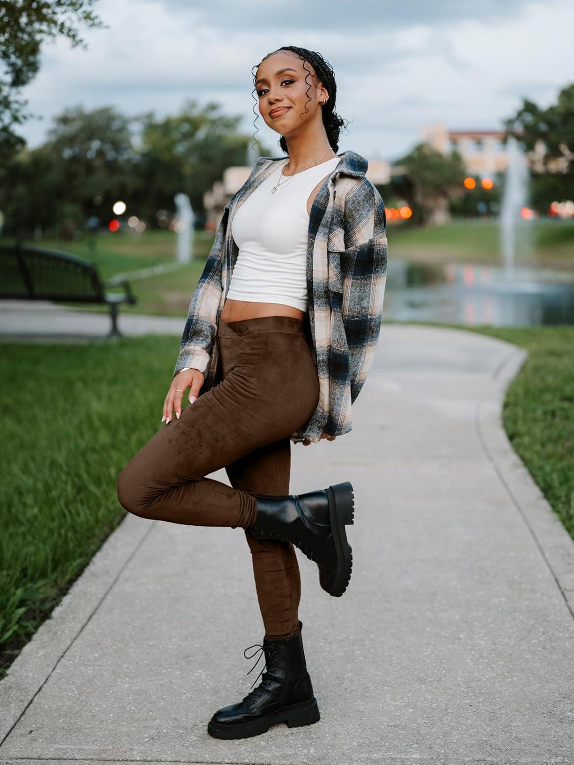 imageConceited Luxe Leggings Velvet or Vegan Leather Plus Size AvailableBrown