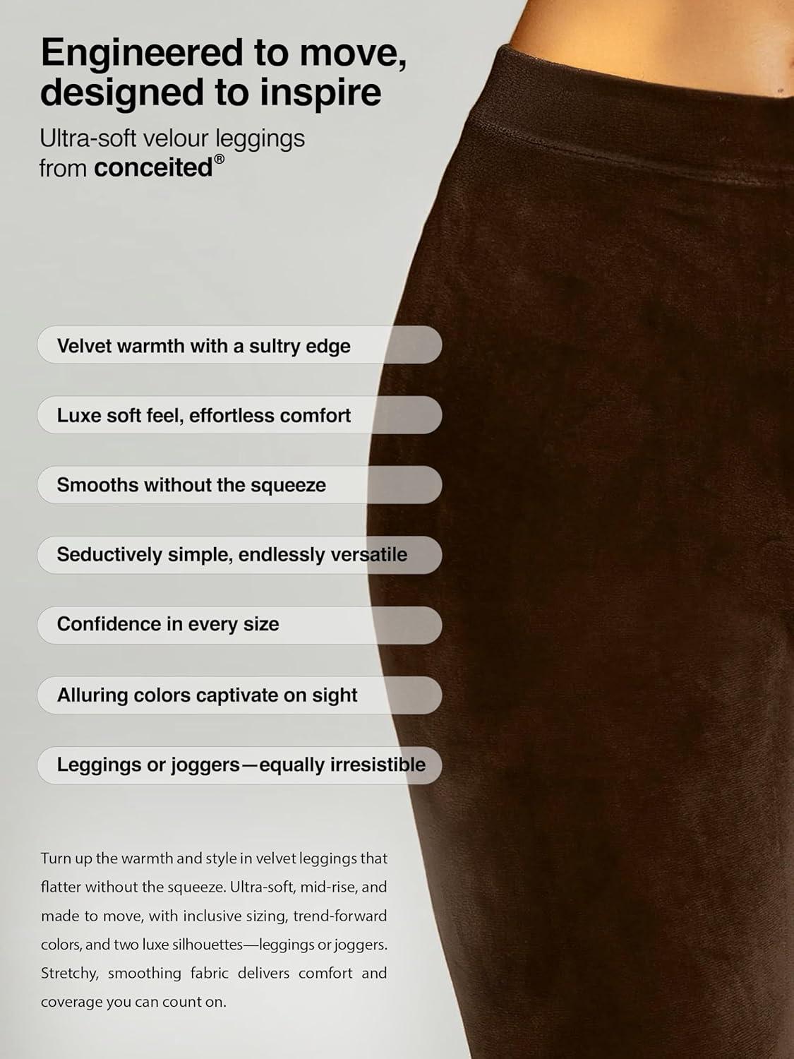 imageConceited Luxe Leggings Velvet or Vegan Leather Plus Size AvailableBrown