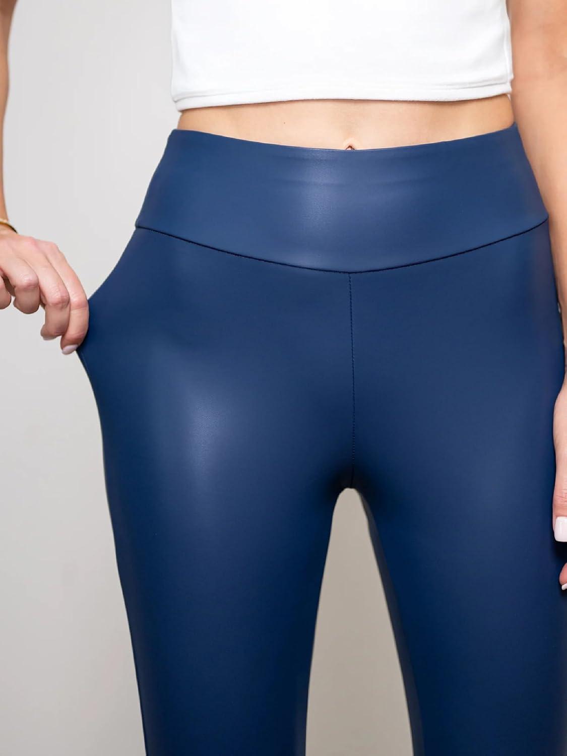 imageConceited Luxe Leggings Velvet or Vegan Leather Plus Size AvailableNavy Blue