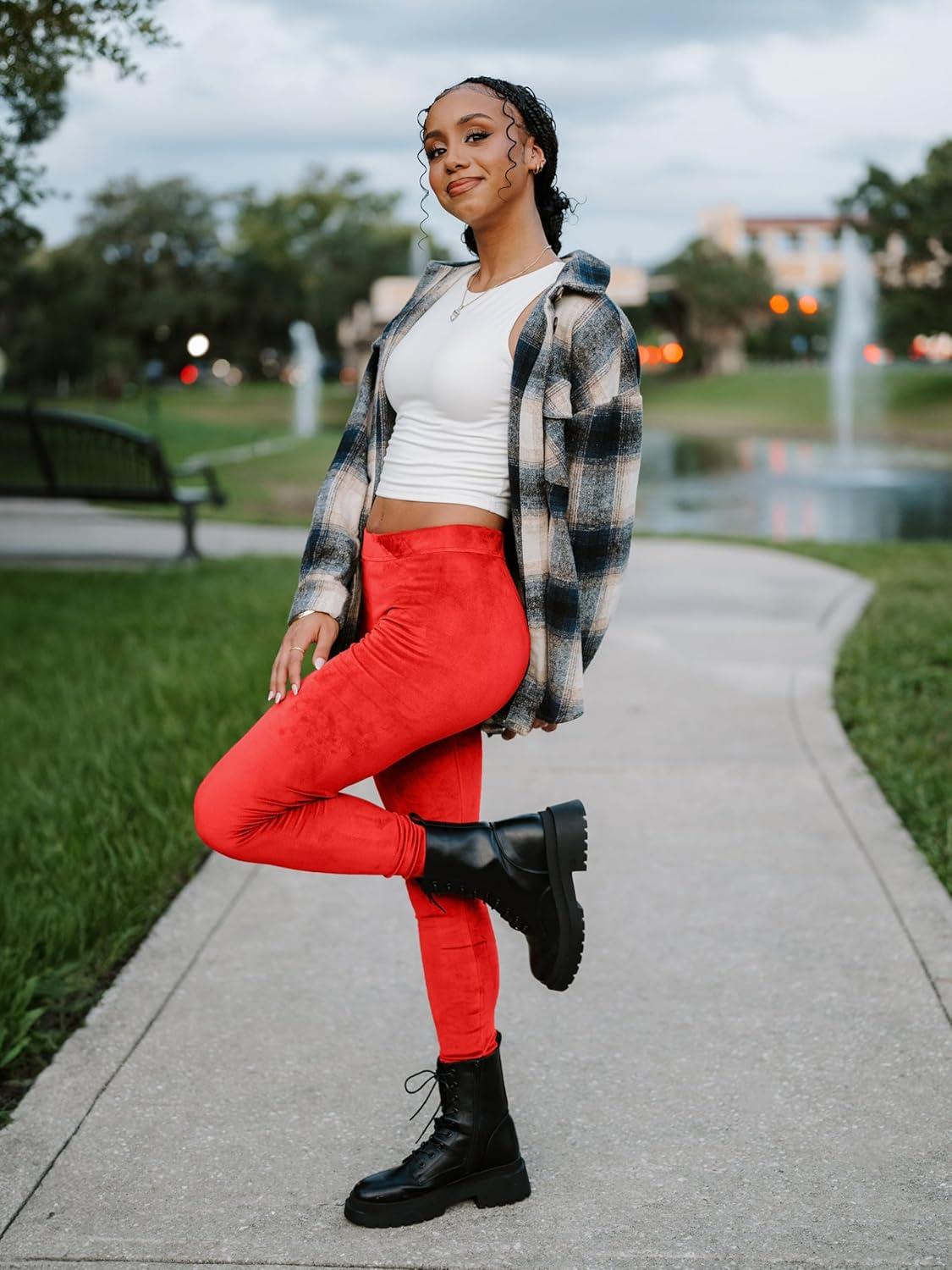 imageConceited Luxe Leggings Velvet or Vegan Leather Plus Size AvailableRed