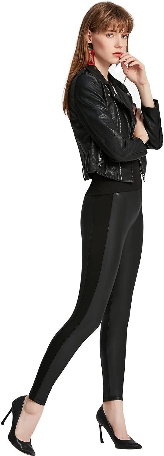imageEverbellus Womens Black Faux Leather Leggings Girls High Waisted Sexy Leather PantsBlack