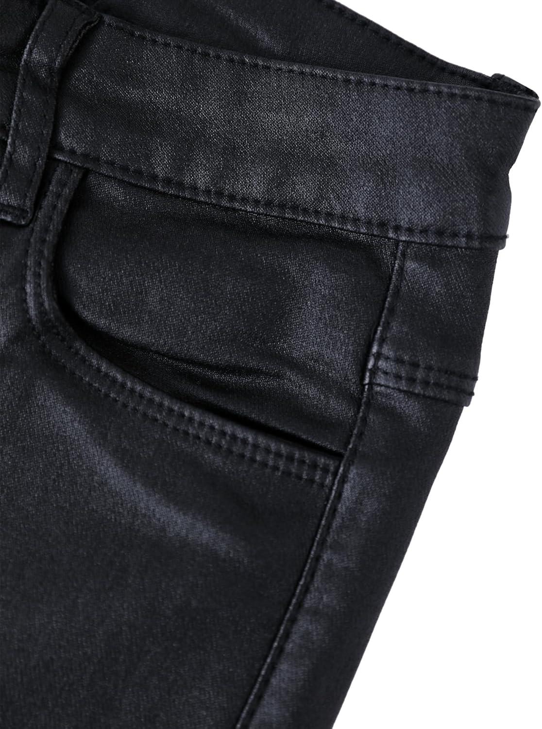 imageLeather Pants for Women High Waisted Skinny Tummy Control Thick Thermal Lined Stretch Sexy Push Up Pleather LeggingsBlack