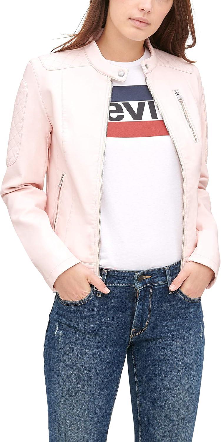 imageLevis Womens Faux Leather Motocross Racer Jacket Standard and PlusPeach Blush
