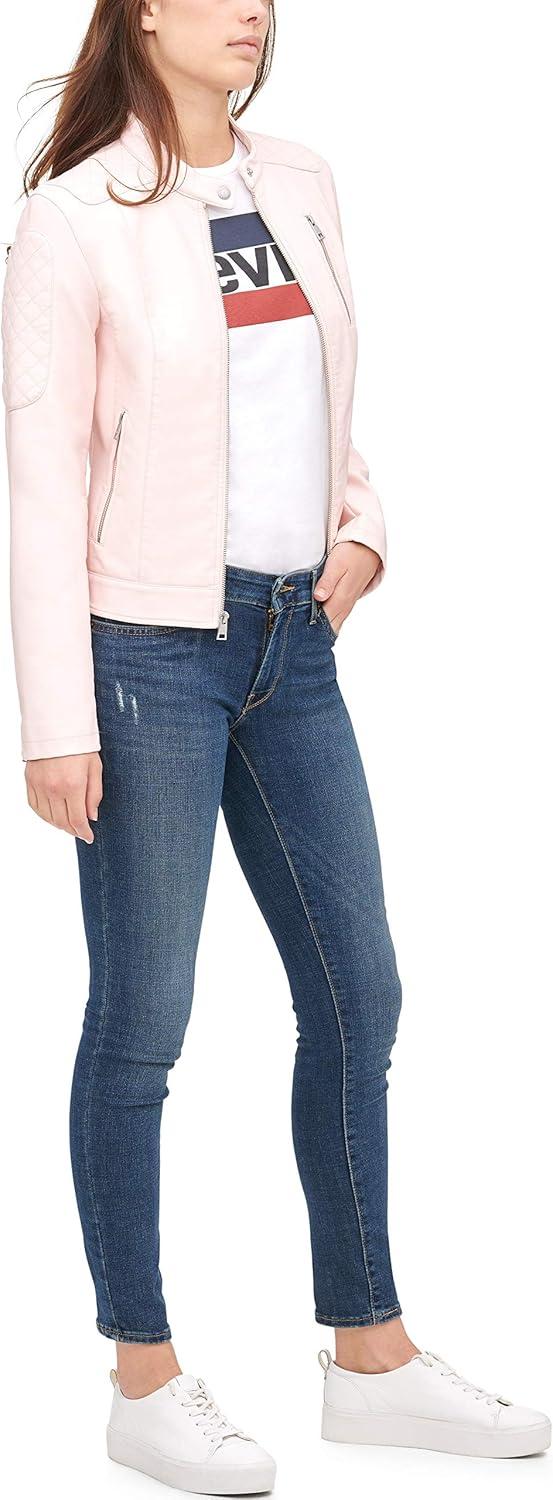 imageLevis Womens Faux Leather Motocross Racer Jacket Standard and PlusPeach Blush