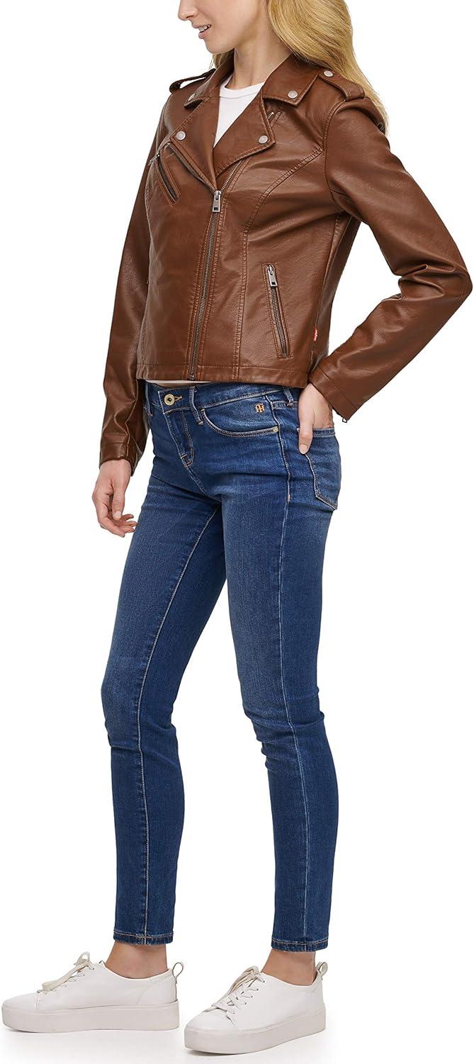 imageLevis womens The Classic Faux Leather Moto Jacket Regular amp Plus SizeDark Brown