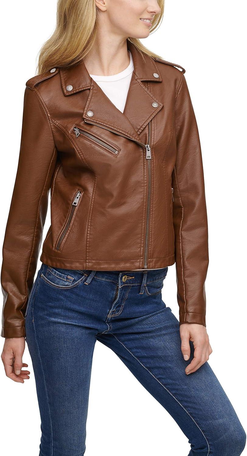 imageLevis womens The Classic Faux Leather Moto Jacket Regular amp Plus SizeDark Brown