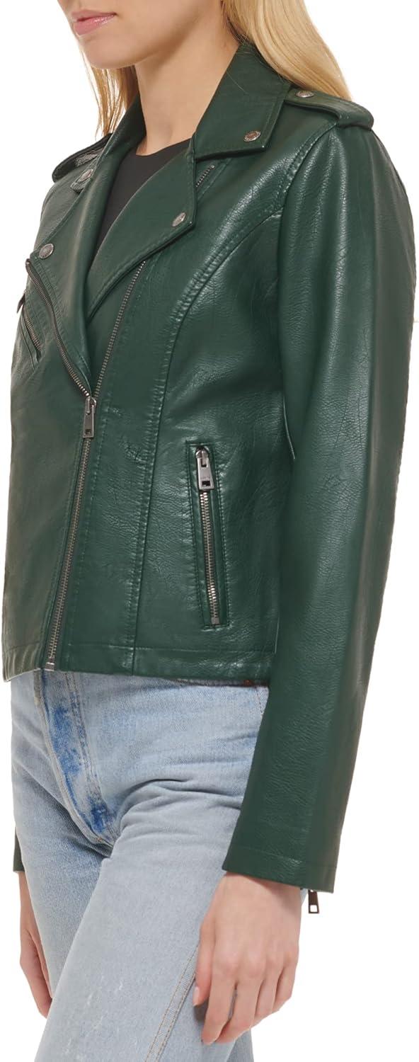imageLevis womens The Classic Faux Leather Moto Jacket Regular amp Plus SizeLight Pine