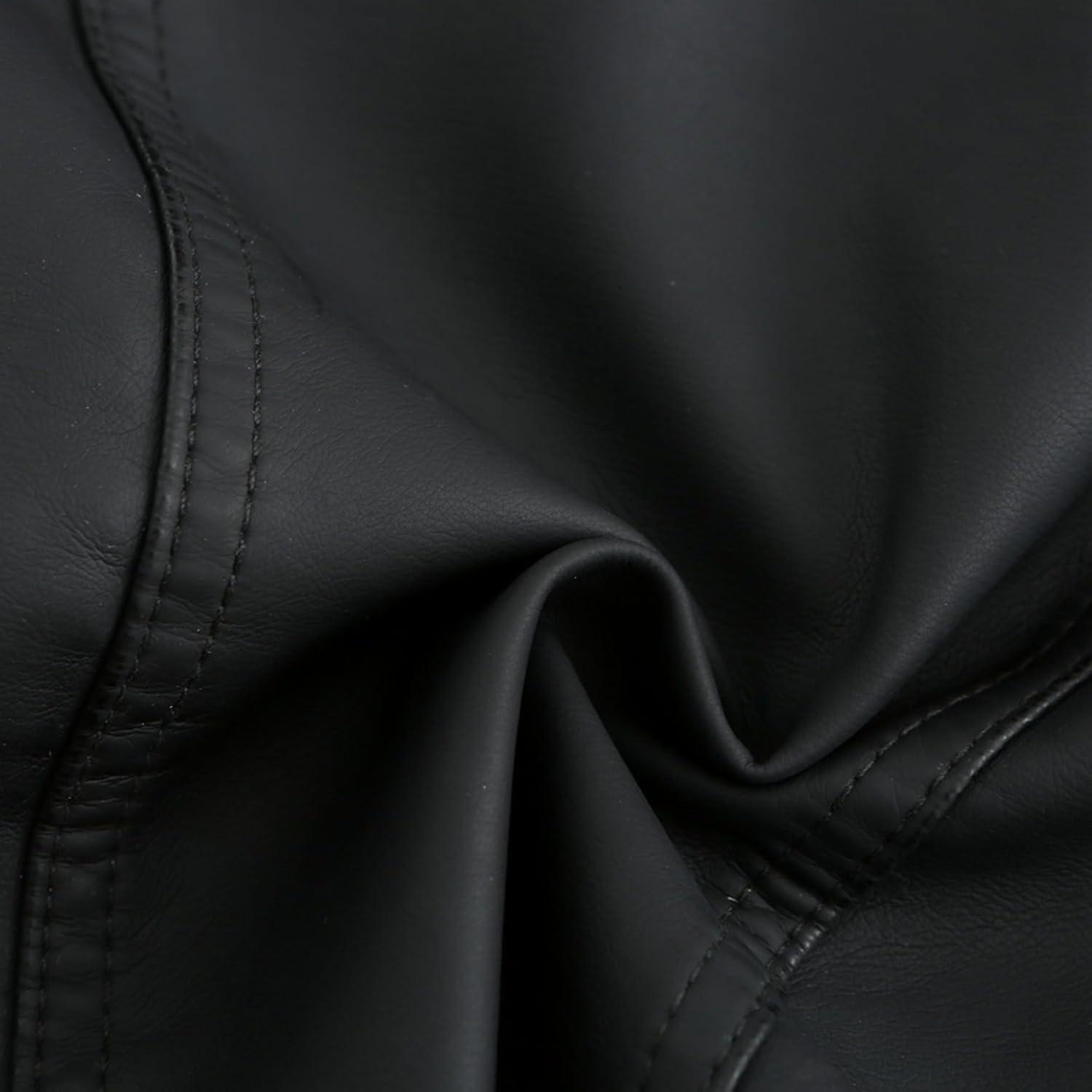 imageLus Chic Womens Motorcycle Jacket Fashion Dressy Vegan Leather Biker Coat Light Slim Fit Crop Blazer Moto JacketBlack