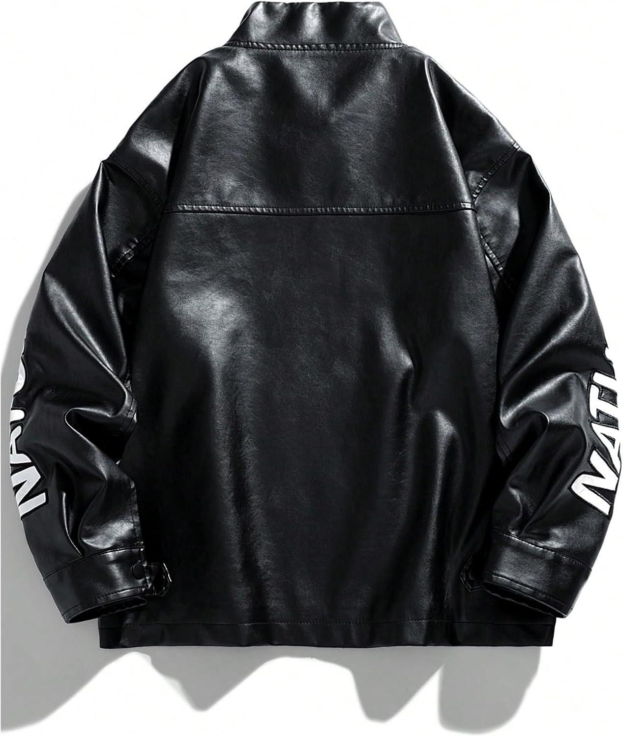 imageSOLY HUX Womens Faux Leather Motorcycle Jacket Y2k Racing Graphic Bomber Jackets Coat StreetwearBlack Graphic
