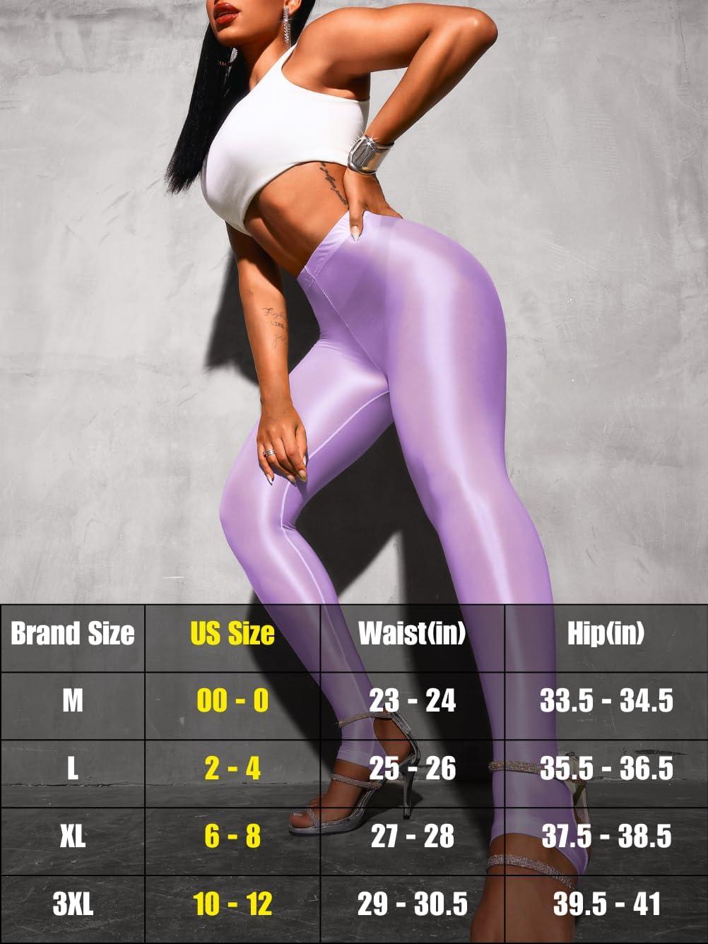 imageShiny Leggings for Women Rave Party Outfits Sexy Sheer Stirrup Pants High Waist Waisted See Through Mesh TightsPurple