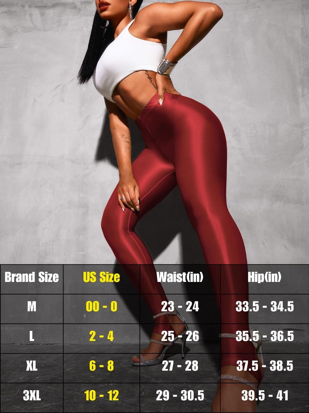 imageShiny Leggings for Women Rave Party Outfits Sexy Sheer Stirrup Pants High Waist Waisted See Through Mesh TightsRed