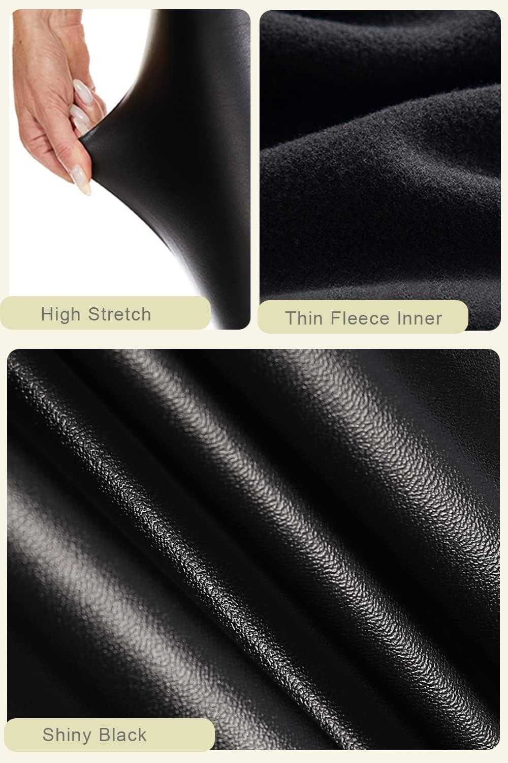 imageTsful Black Faux Leather Leggings for Women Tummy Control High Waisted Stretch Dressy Shiny Pleather PantsBlack