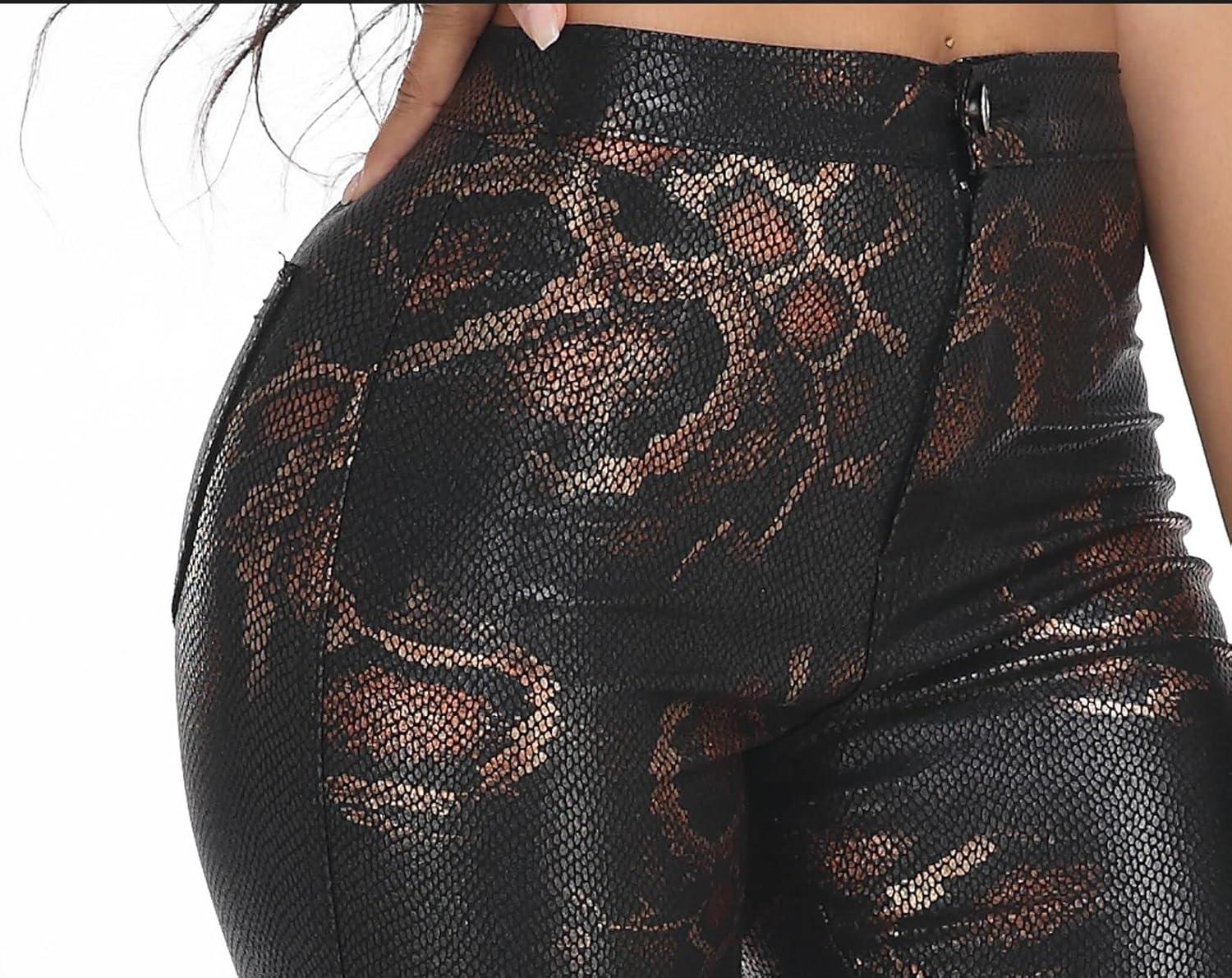 imageWAYRUNZ Womens High Waisted Pants Stretch Legging Jeans057golden Snake