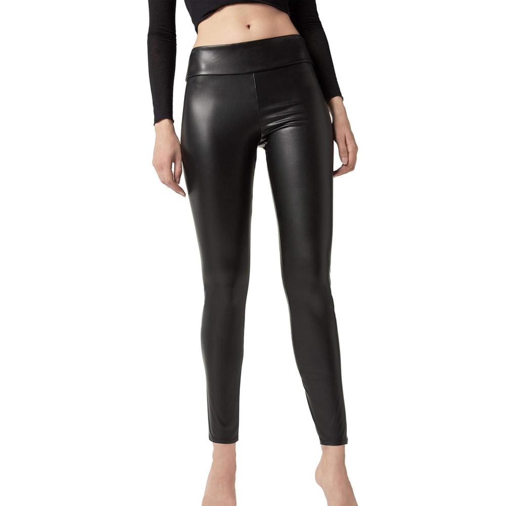 imageCALZEDONIA Womans Faux Leather Thermal LeggingsBlack Black