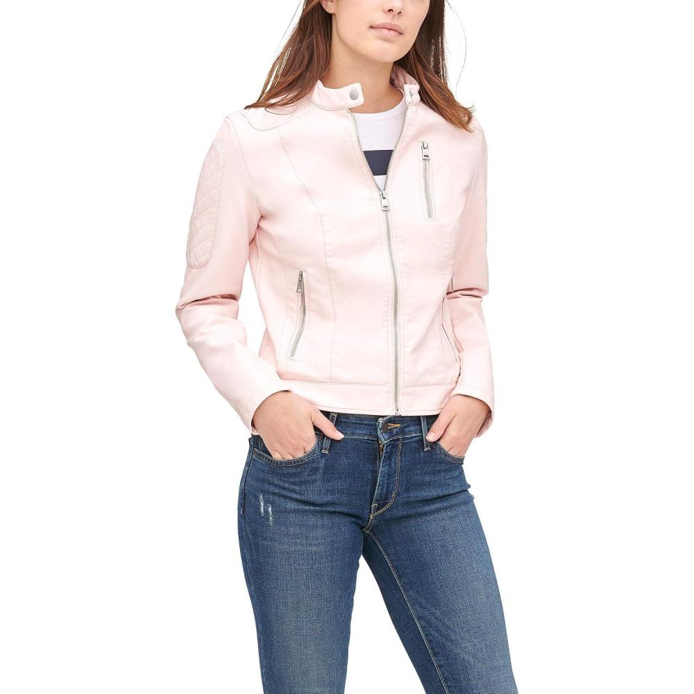 imageLevis Womens Faux Leather Motocross Racer Jacket Standard and PlusPeach Blush