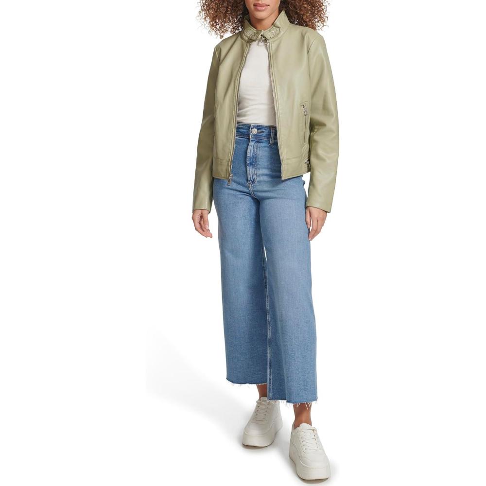 imageLevis Womens Faux Leather Motocross Racer Jacket Standard and PlusTea