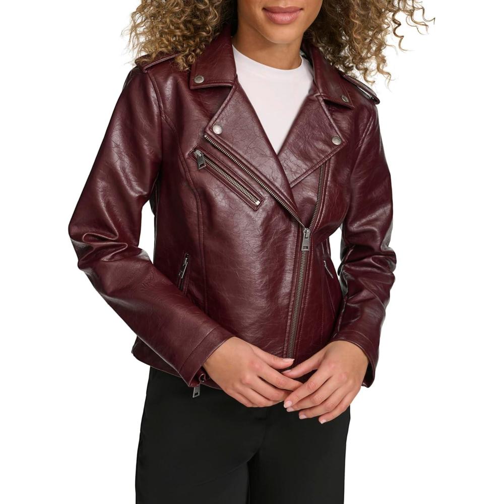 imageLevis womens The Classic Faux Leather Moto Jacket Regular amp Plus SizeFig Gloss Pu