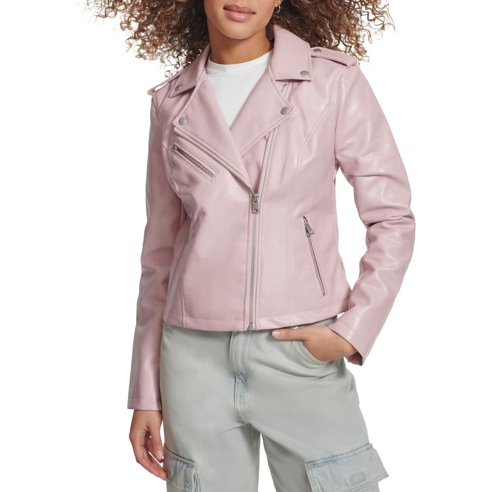 imageLevis womens The Classic Faux Leather Moto Jacket Regular amp Plus SizeGloss Lilac