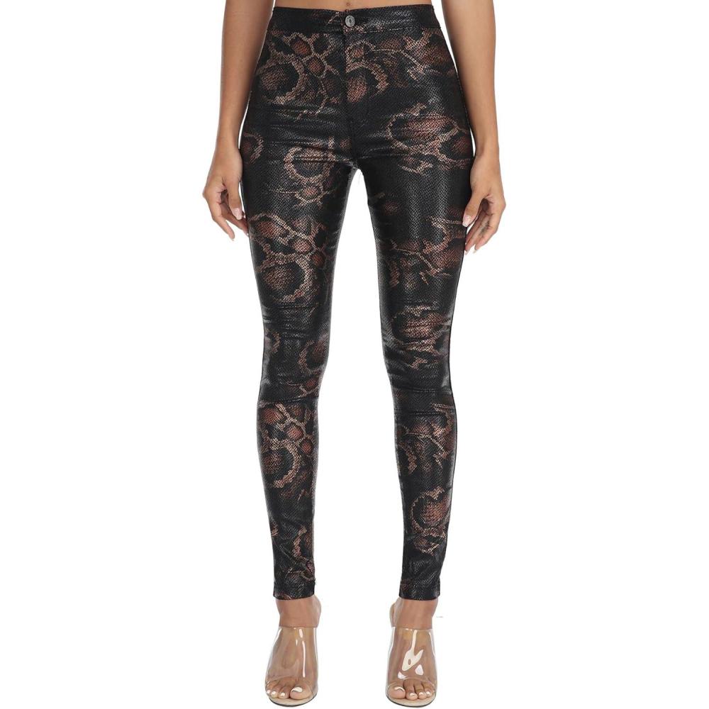 imageWAYRUNZ Womens High Waisted Pants Stretch Legging Jeans057golden Snake