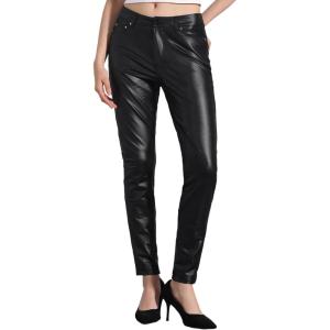 Allegra K Faux Leather Pants for Women’s High Waist Stretch Slim Fit Motorcycle Legging Pants(Black)