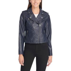 Levi’s womens The Classic Faux Leather Moto Jacket (Regular & Plus Size)(Navy)
