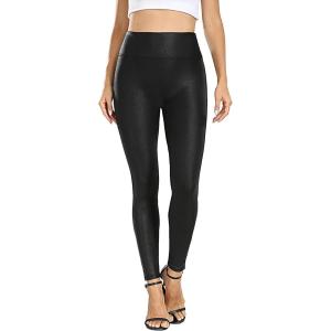 Taylor Eddie Matte Faux Leather Leggings for Women High Waisted Tummy Control Yoga Pants for Women, Womens Workout Leggings(Black)