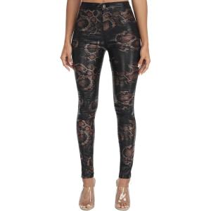 WAYRUNZ Womens High Waisted Pants Stretch Legging Jeans(057-golden Snake)