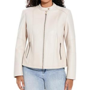 Women’s Faux Leather Jacket Plus Size Motorcycle Biker Outwear Pu Zip Up Moto Coat(Beige 102)