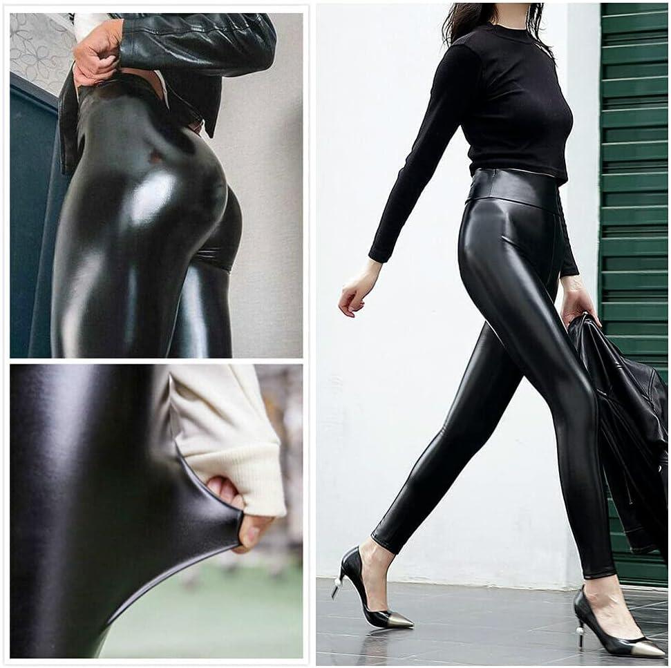 imageARJOSA Womens Faux Leather Leggings High Waist Tights Skinny PantsBlack