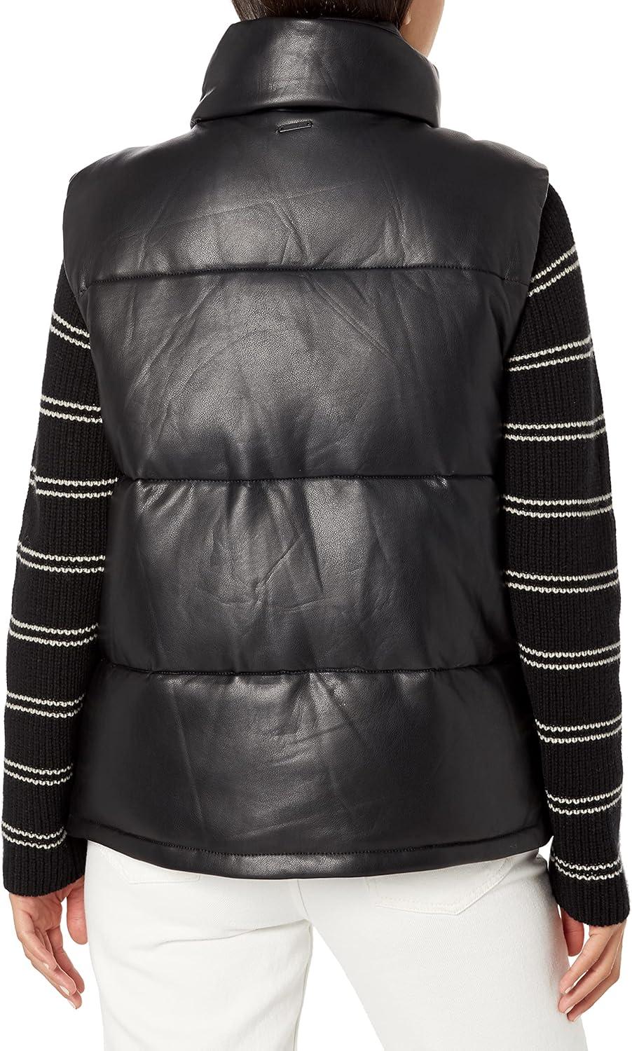imageAndrew Marc Womens Straightzip Vest0Black Faux Leather