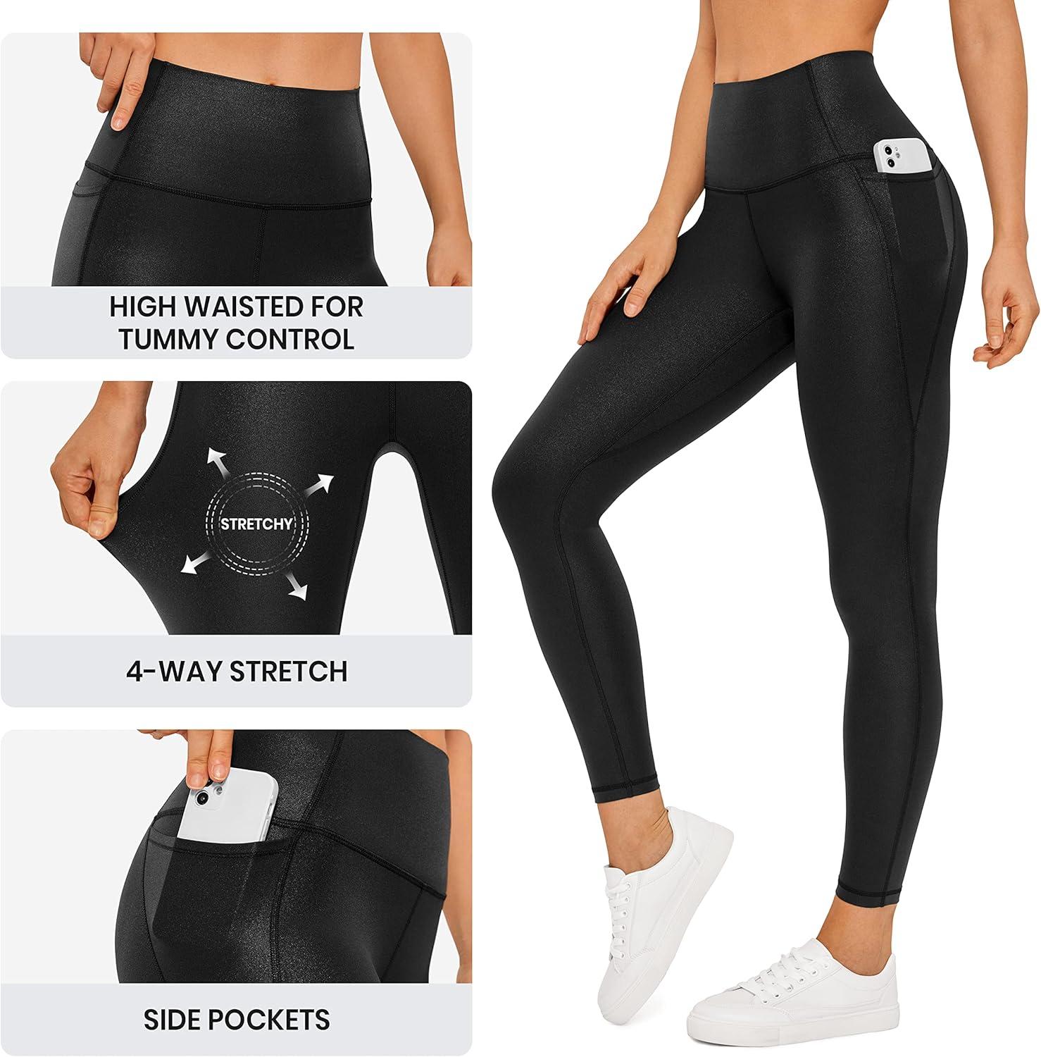 imageCRZ YOGA Womens Butterluxe Matte Faux Leather Leggings 25 High Waisted Buttery Soft Lounge Pockets LeggingsFaux Leather Black