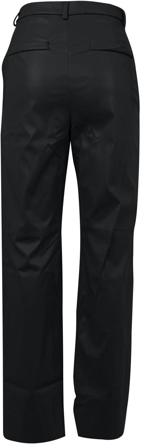 imageLeather Pants for Women Stretch Retro Faux Leather Pants with Pocket High Waisted Straight Leg Pleather Trousers01black