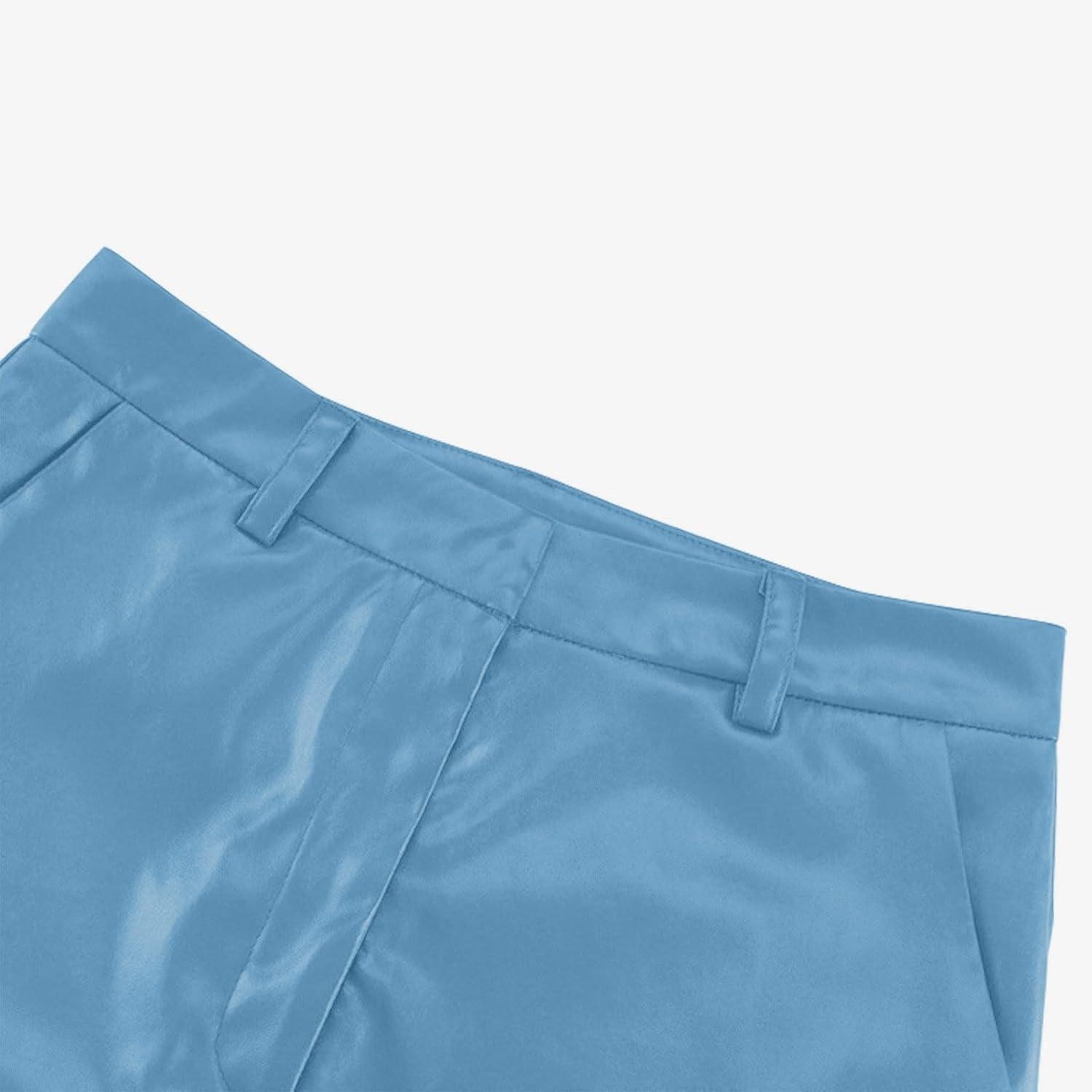 imageLeather Pants for Women Stretch Retro Faux Leather Pants with Pocket High Waisted Straight Leg Pleather Trousers01sky Blue
