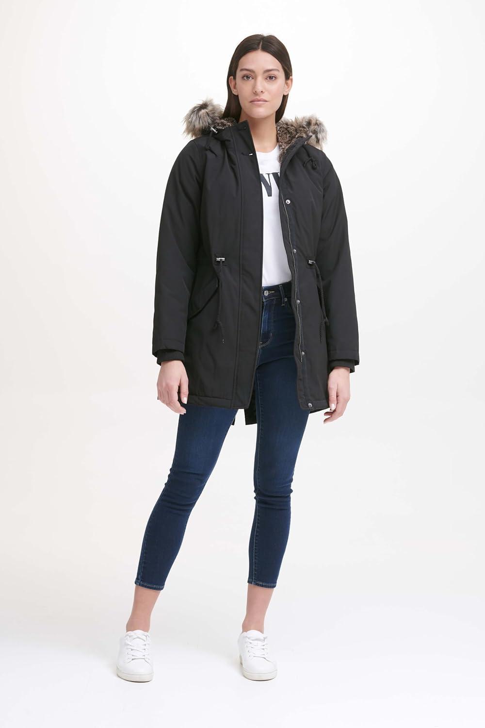 imageLevis Womens Faux Fur Lined Hooded Parka Jacket Regular amp Plus SizesBlack