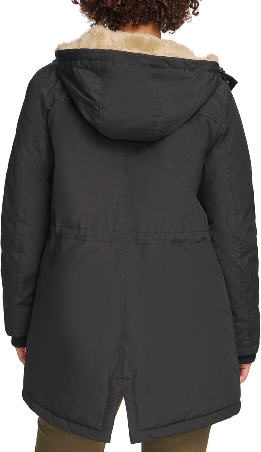 imageLevis Womens Faux Fur Lined Hooded Parka Jacket Regular amp Plus SizesBlackTan Faux Fur