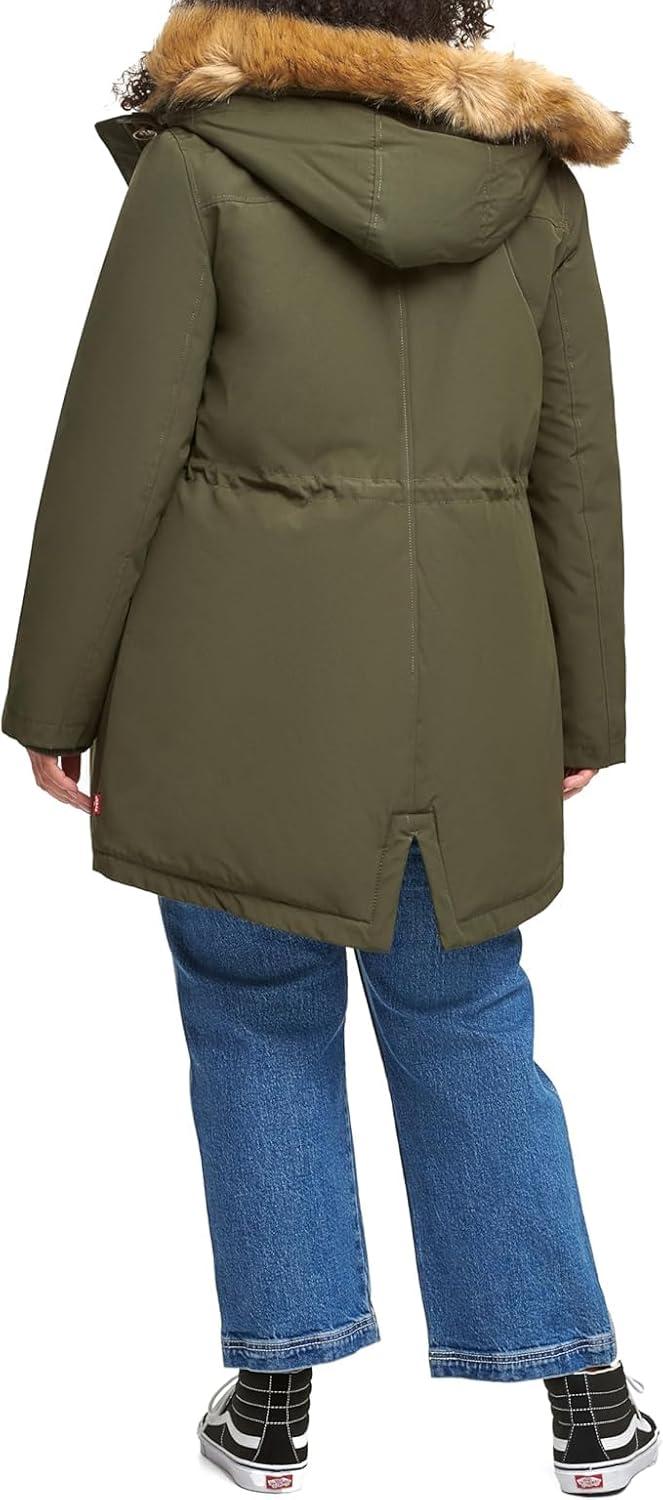 imageLevis Womens Faux Fur Lined Hooded Parka Jacket Regular amp Plus SizesOlive
