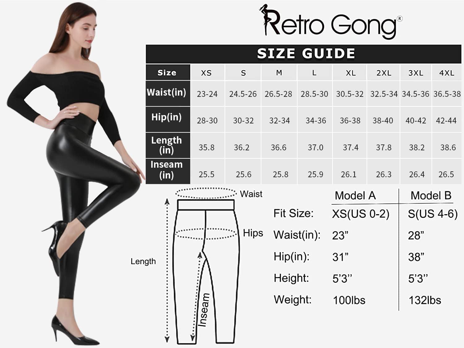 imageRetro Gong Faux Leather Leggings for Women Tummy Control High Waist Stretch Shiny Pleather PantsBlack