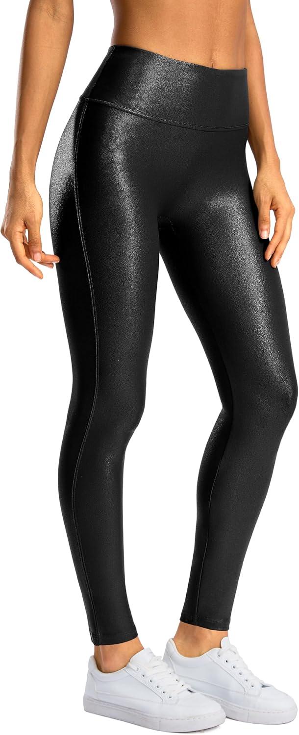 imageSANTINY Womens Faux Leather Leggings 252729High Waisted Stretch Leather Pants Pleather Tights for WomenBlack
