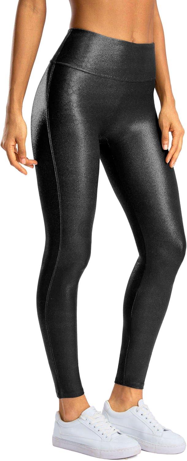 imageSANTINY Womens Faux Leather Leggings 252729High Waisted Stretch Leather Pants Pleather Tights for WomenBlack