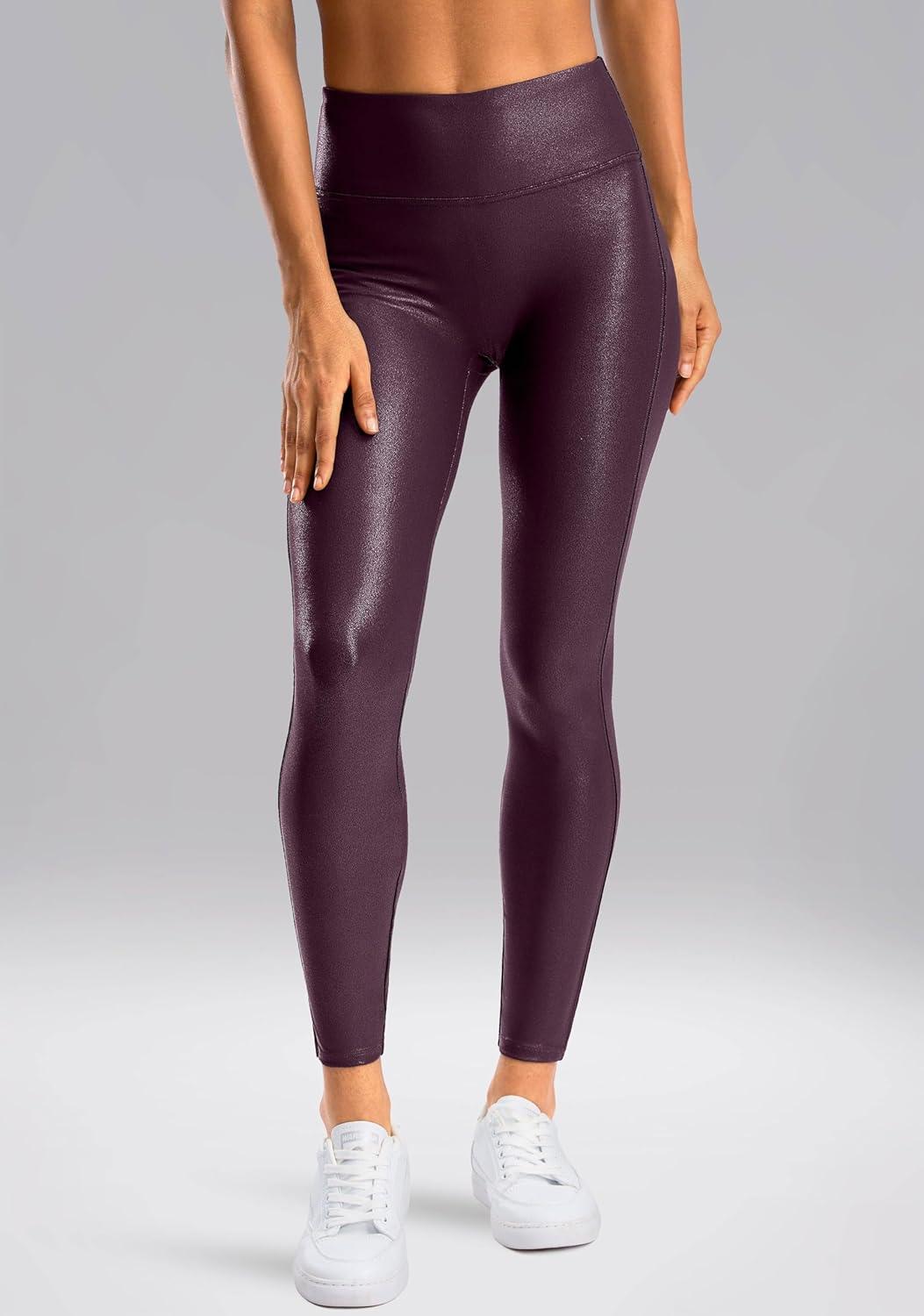 imageSANTINY Womens Faux Leather Leggings 252729High Waisted Stretch Leather Pants Pleather Tights for WomenWine