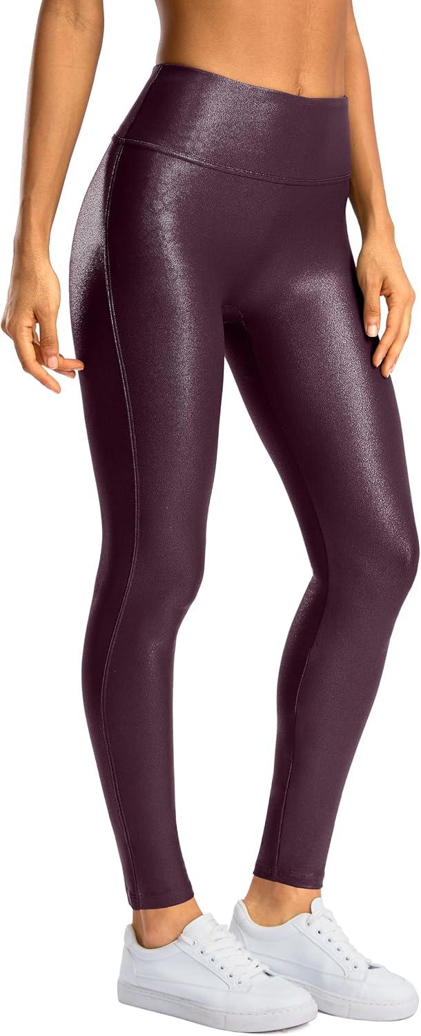 imageSANTINY Womens Faux Leather Leggings 252729High Waisted Stretch Leather Pants Pleather Tights for WomenWine
