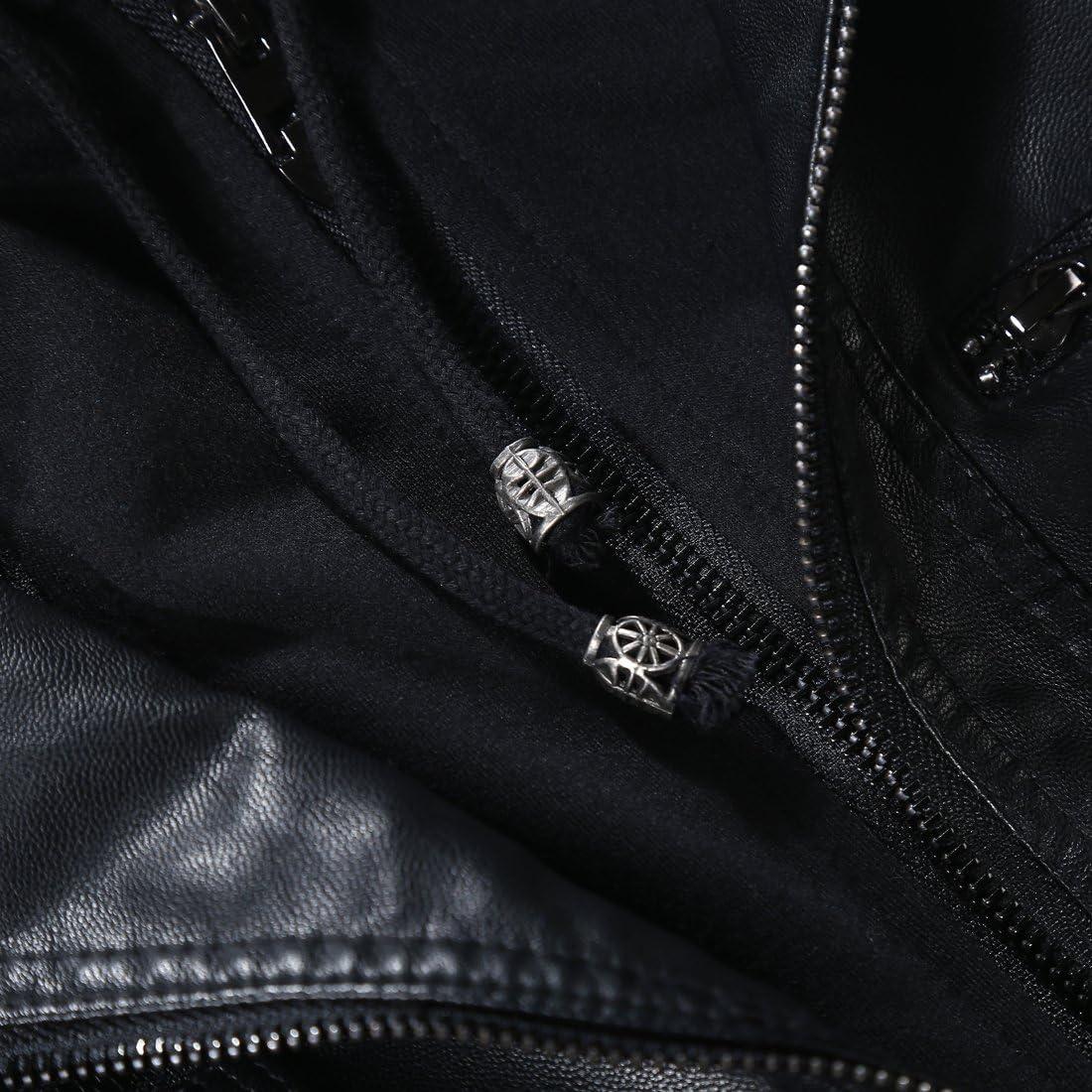 imageTanming Womens Faux Leather Jacket Hooded Moto Biker Coat Outerwear Fall Fashion Outfits Winter ClothesBlack