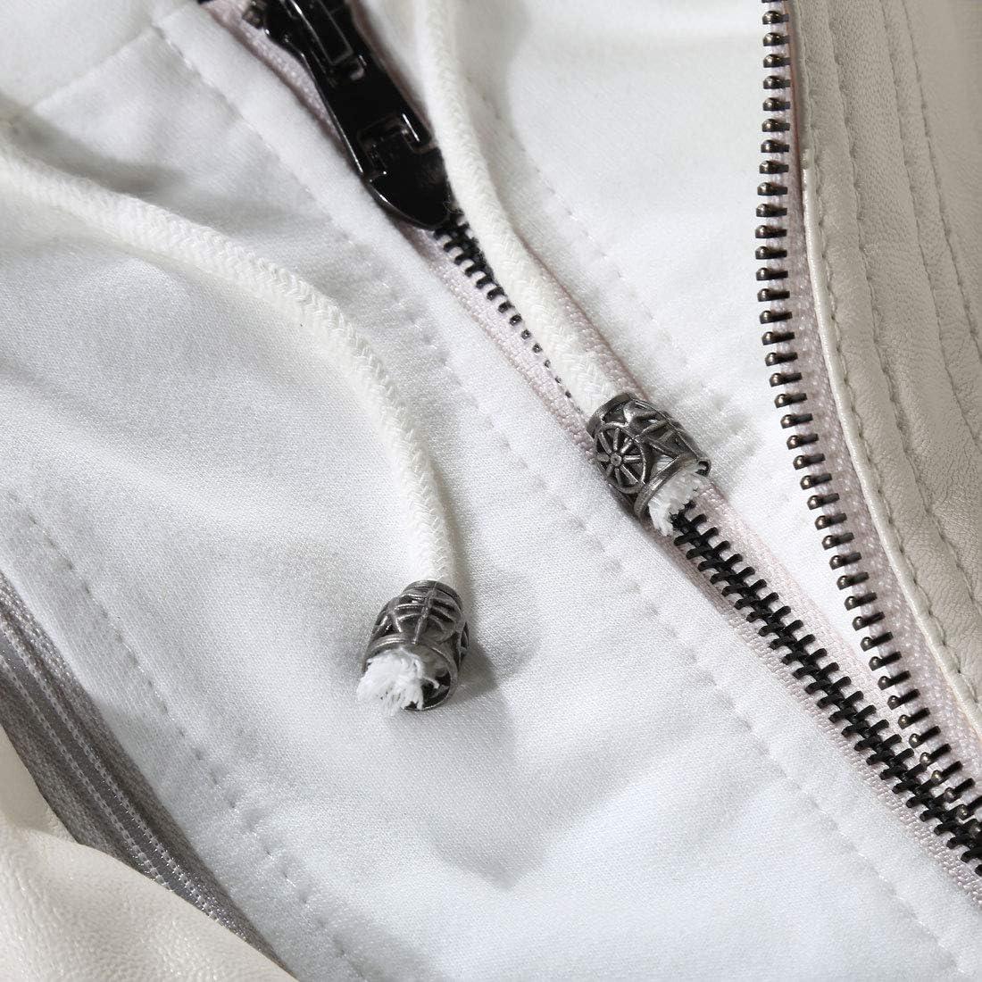 imageTanming Womens Faux Leather Jacket Hooded Moto Biker Coat Outerwear Fall Fashion Outfits Winter ClothesCream White