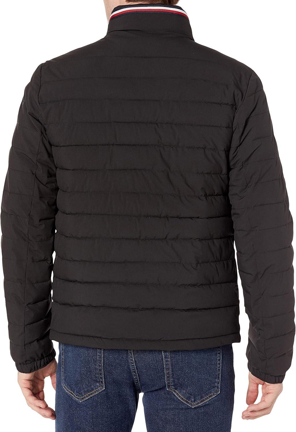 imageTommy Hilfiger mens Wetlook Lightweight Puffer JacketBlack Matte Stretch
