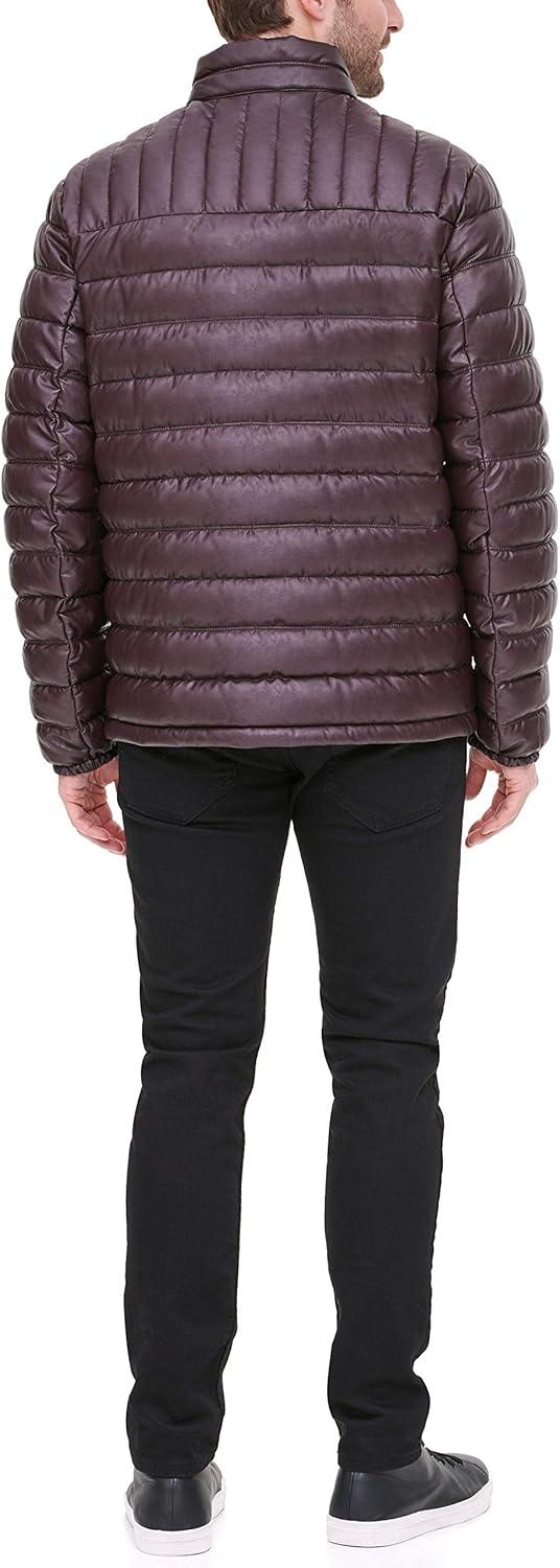imageTommy Hilfiger mens Wetlook Lightweight Puffer JacketBurgundy Faux Leather