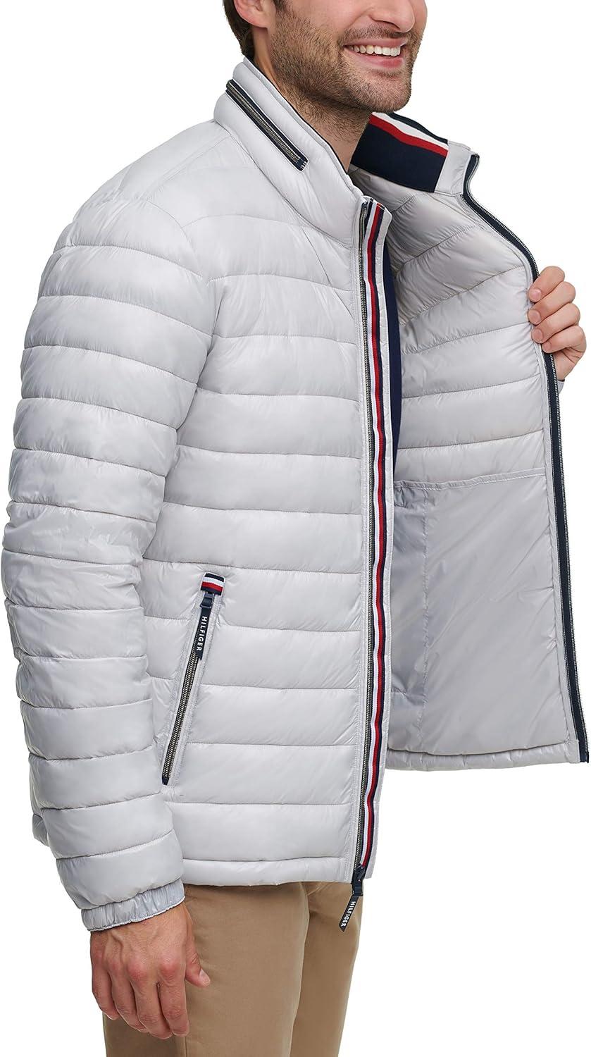 imageTommy Hilfiger mens Wetlook Lightweight Puffer JacketIce Wet Look
